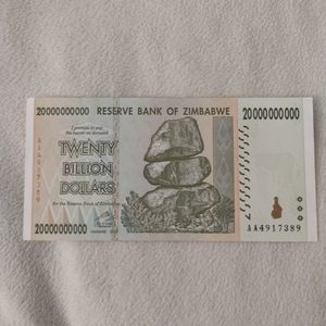 20 billion dollar Zimbabwe Federal reserve Note.